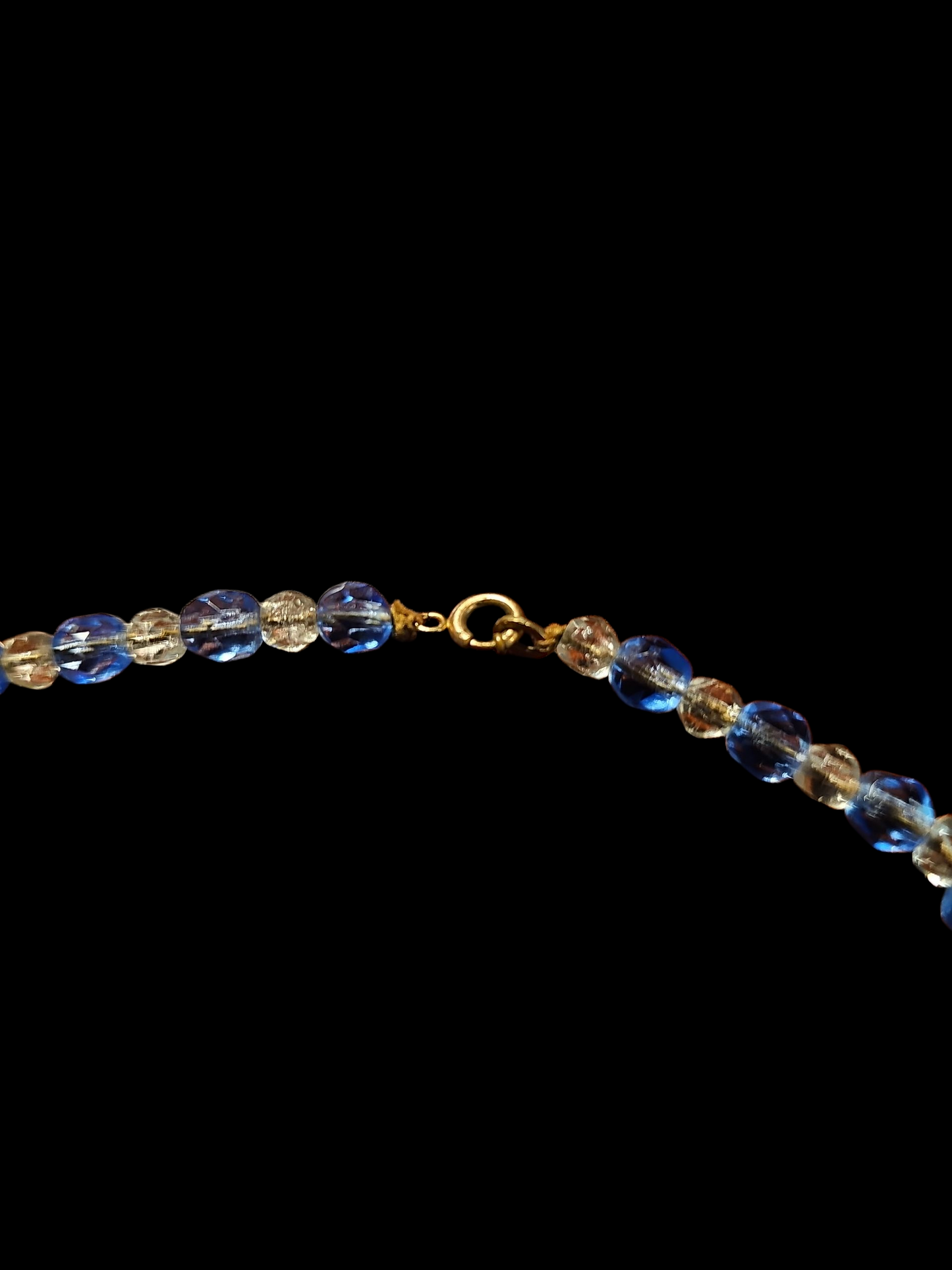 16" Clear and Blue Glass faceted necklace