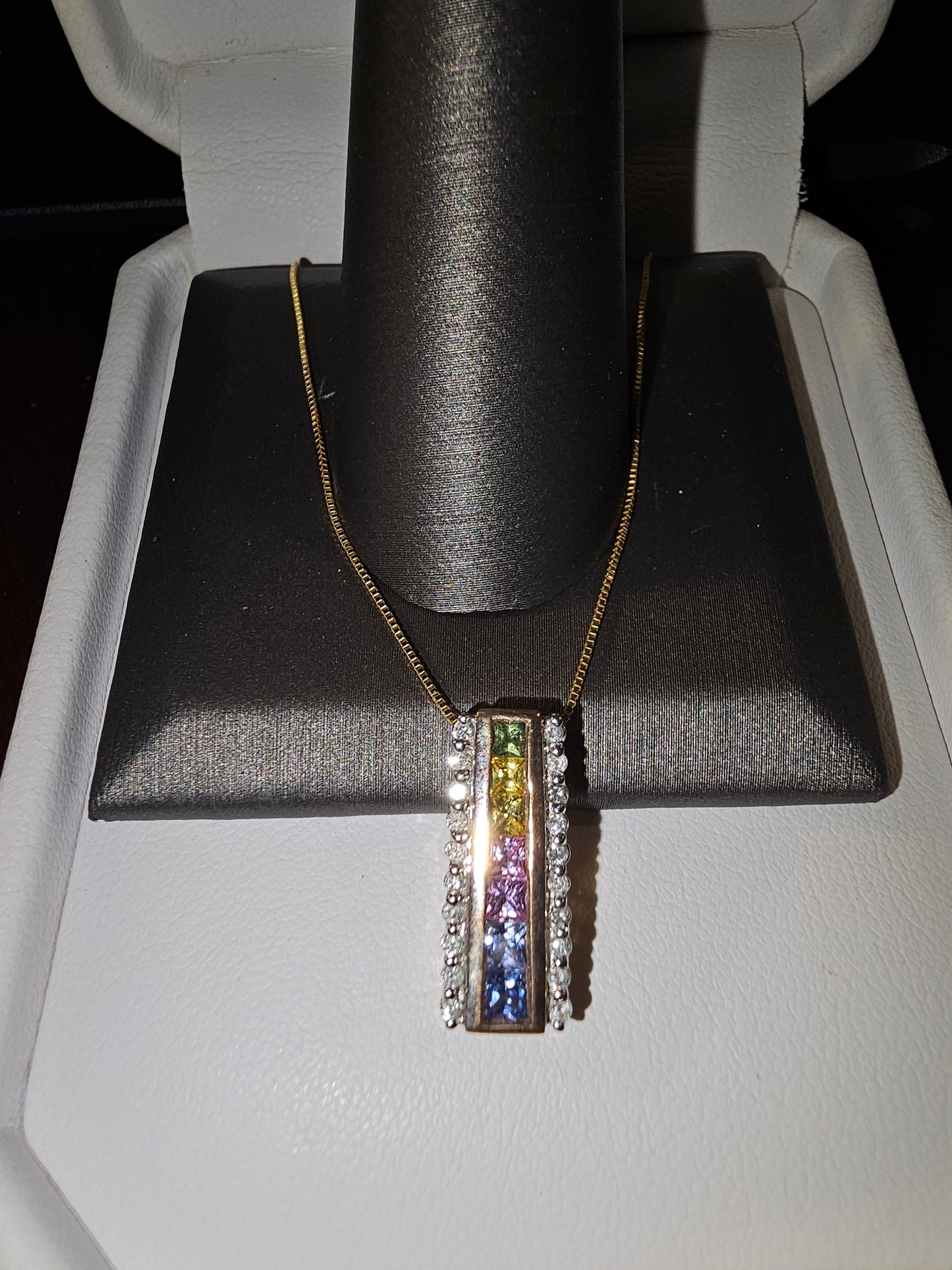 Multi colored gemstone necklace and ring set