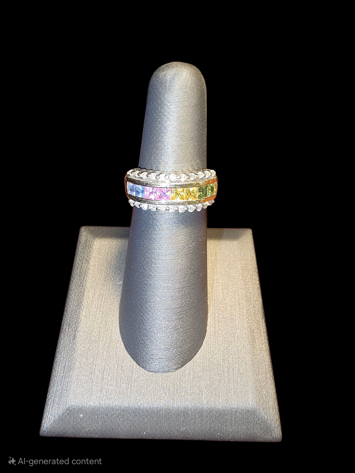 Multi colored gemstone necklace and ring set