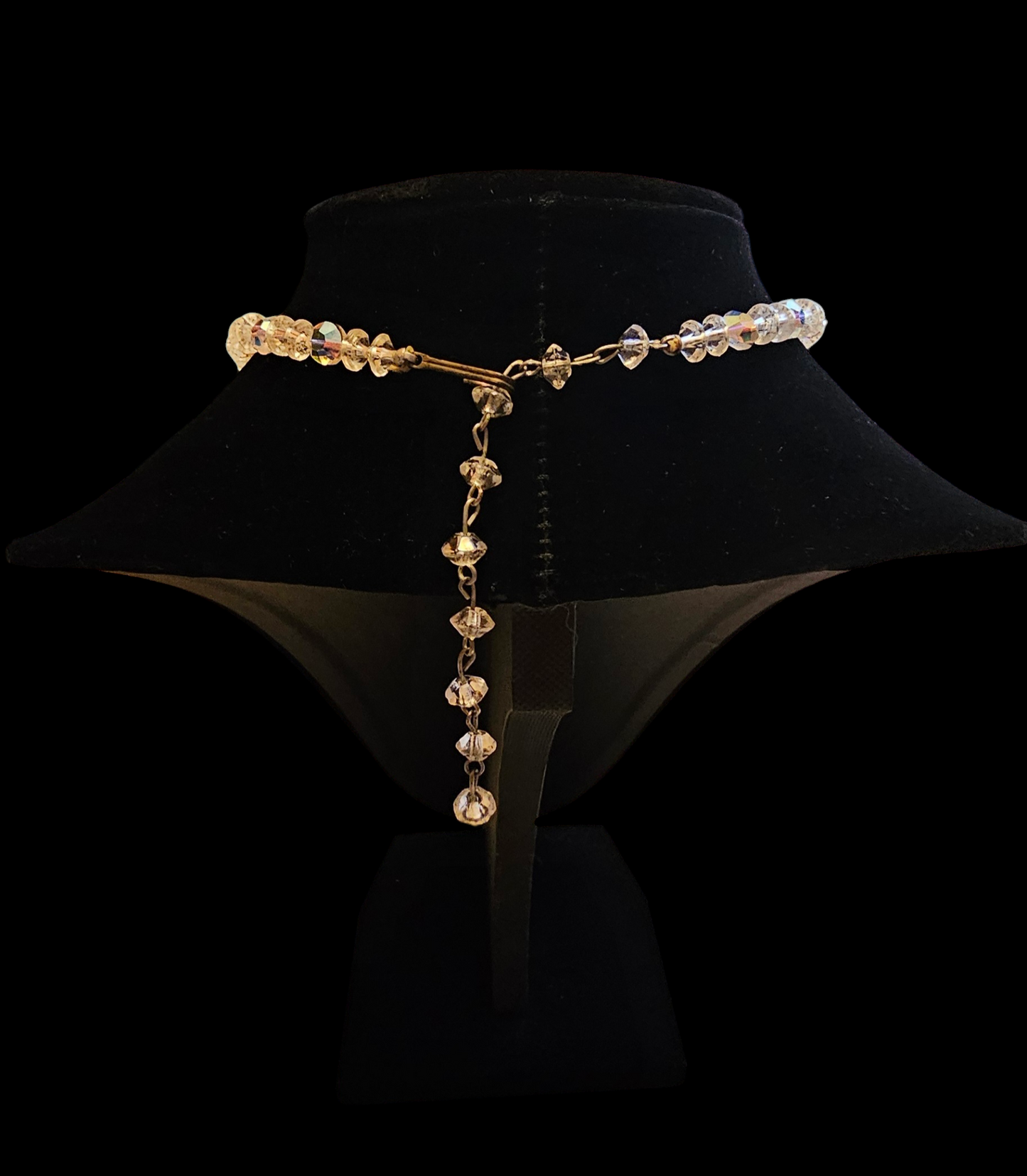 Clear Faceted Glass Beaded Necklace, 16"