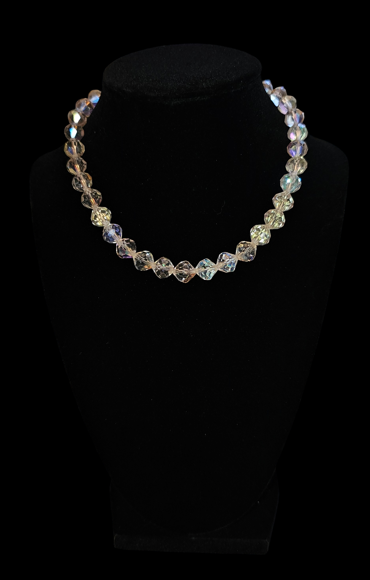 16" Clear Faceted Crystal Necklace