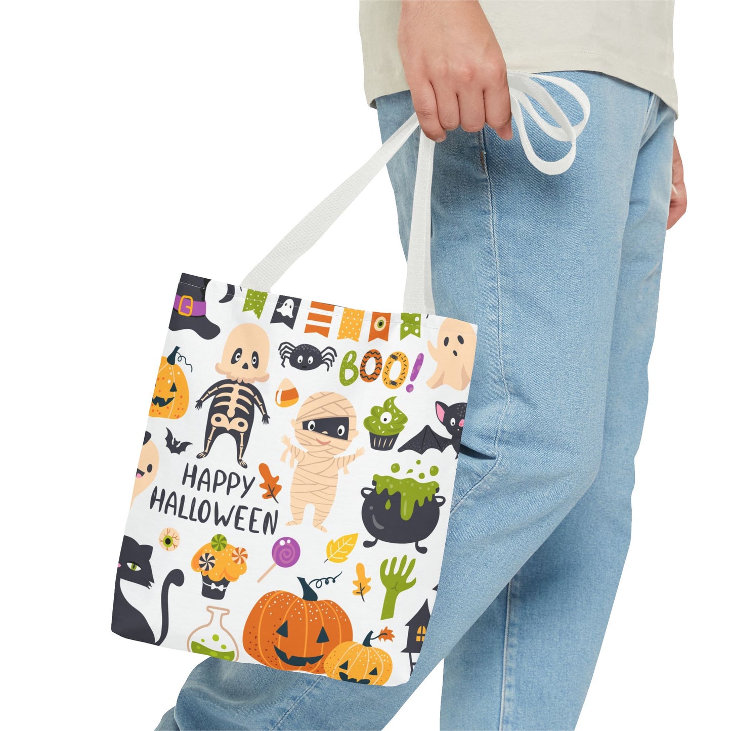 Halloween Tote Bag, Fun Trick or Treat Bag, Spooky Shopping Tote, Fall Festival Bag, Cute Pumpkin Design, Party Gift Accessory