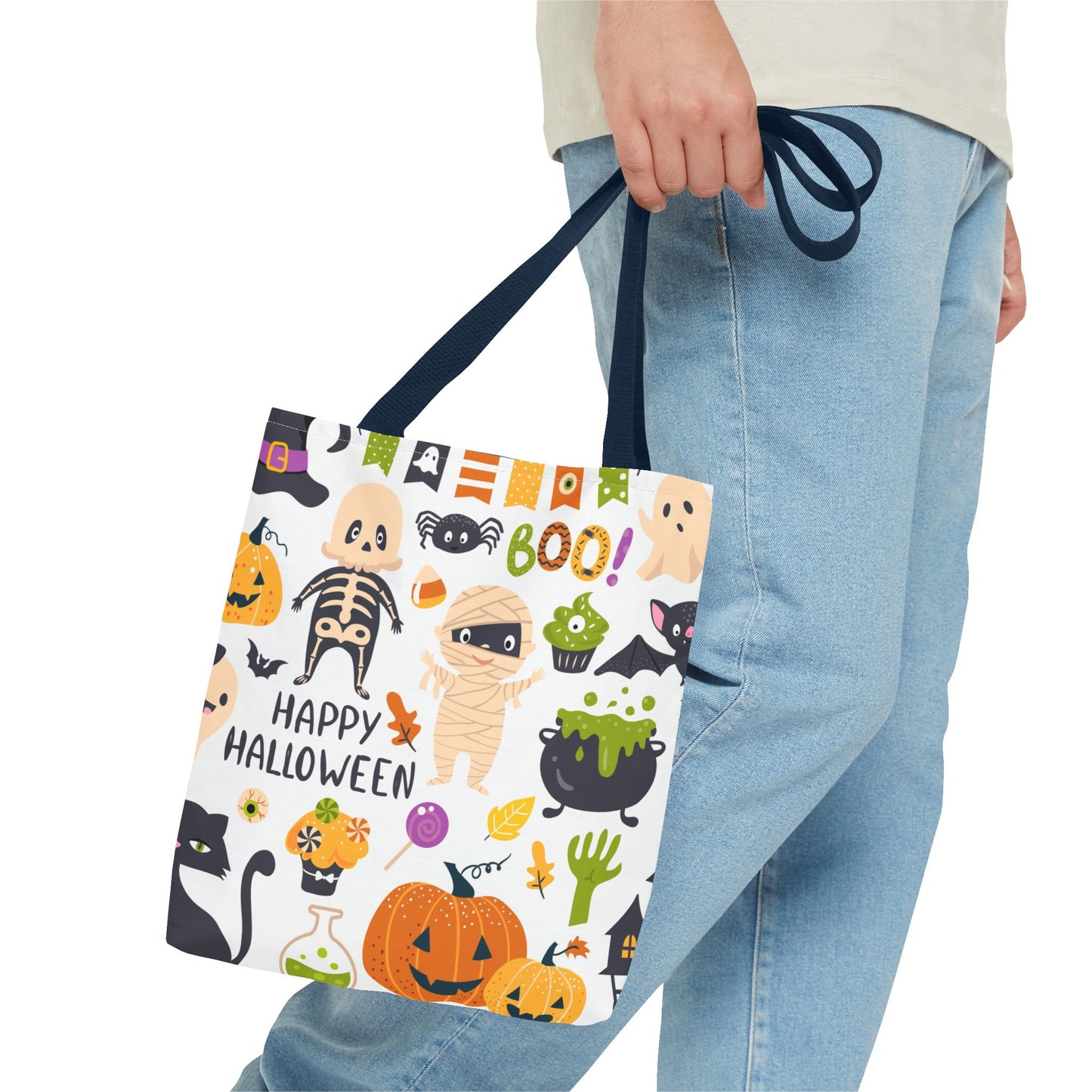 Halloween Tote Bag, Fun Trick or Treat Bag, Spooky Shopping Tote, Fall Festival Bag, Cute Pumpkin Design, Party Gift Accessory