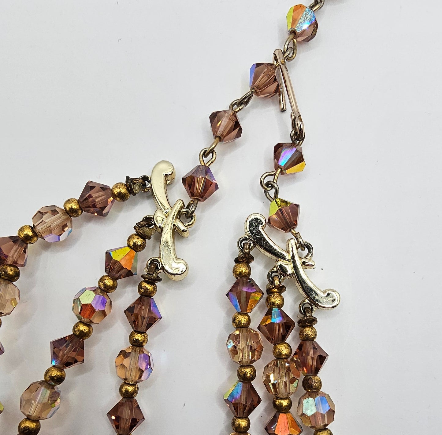 Vintage 16" Bronze Faceted Crystal Necklace