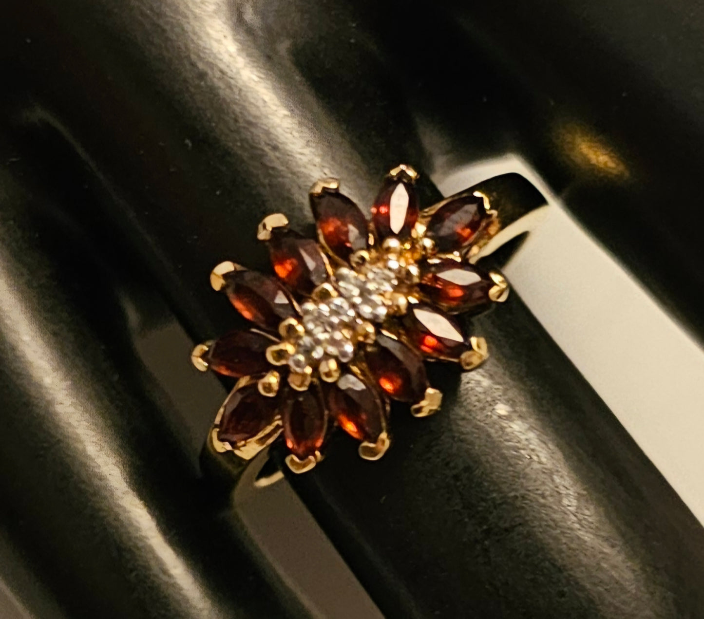 JC Garnet & Gold Bracelet & Ring Set