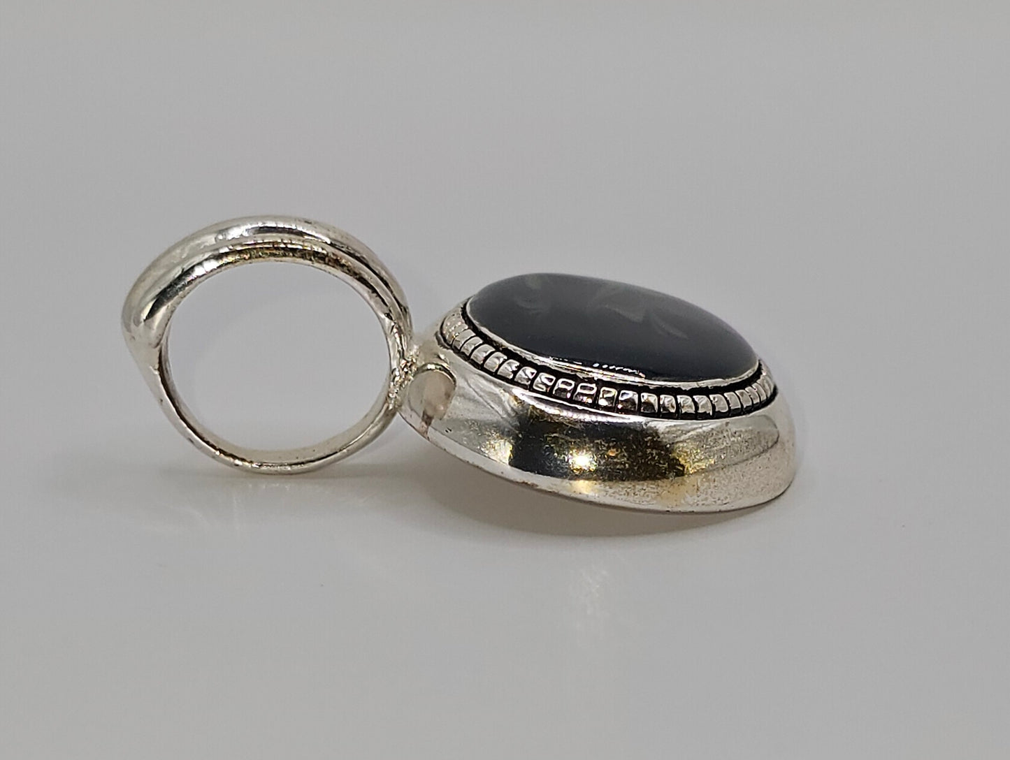 Silver & Black swirl "Boho" Pendant