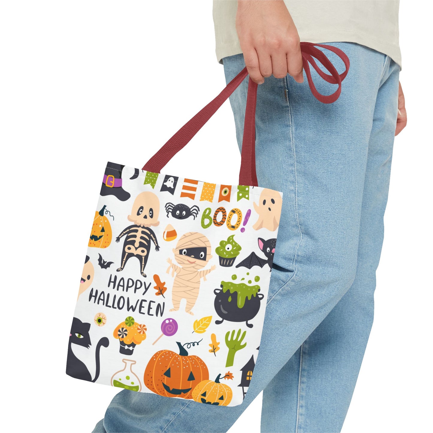 Halloween Tote Bag, Fun Trick or Treat Bag, Spooky Shopping Tote, Fall Festival Bag, Cute Pumpkin Design, Party Gift Accessory