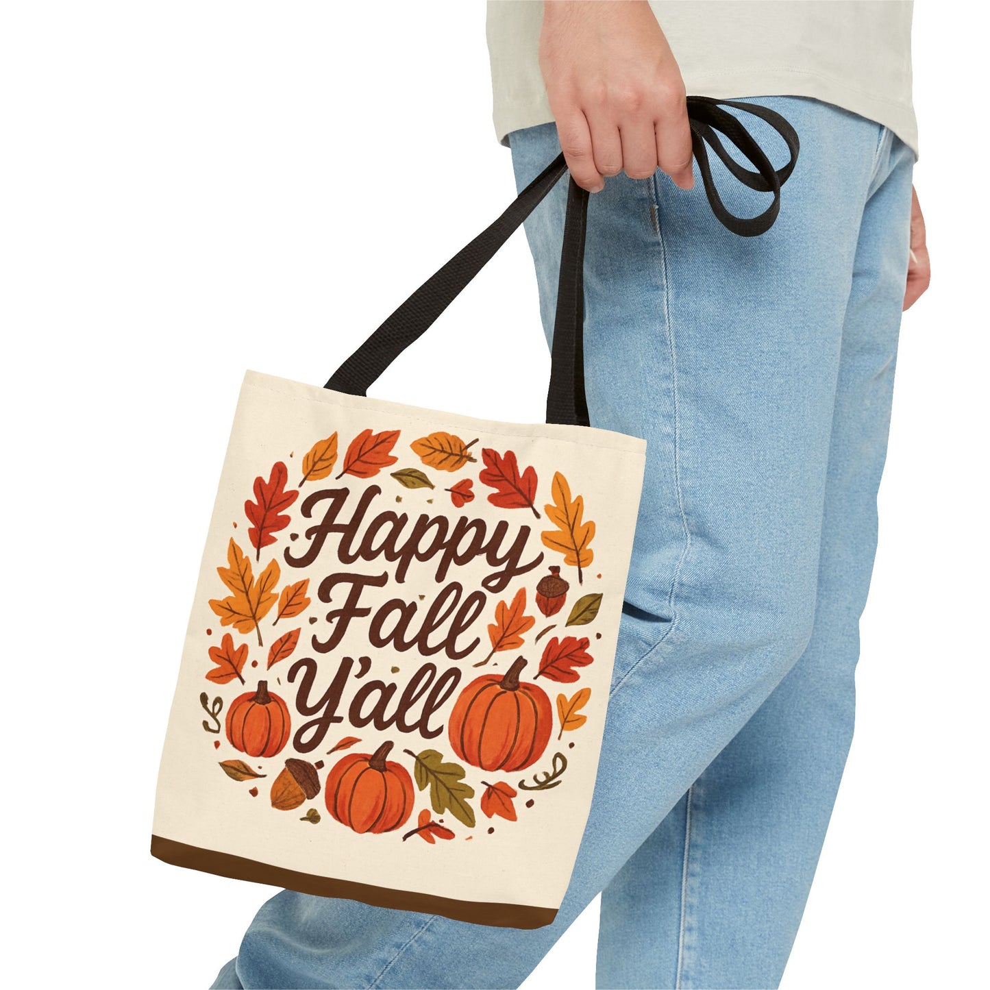 Happy Fall Y'all Tote Bag - Autumn Bag, Seasonal Handbag, Thanksgiving Gift, Fall Decor, Pumpkin Tote, Cozy Vibes