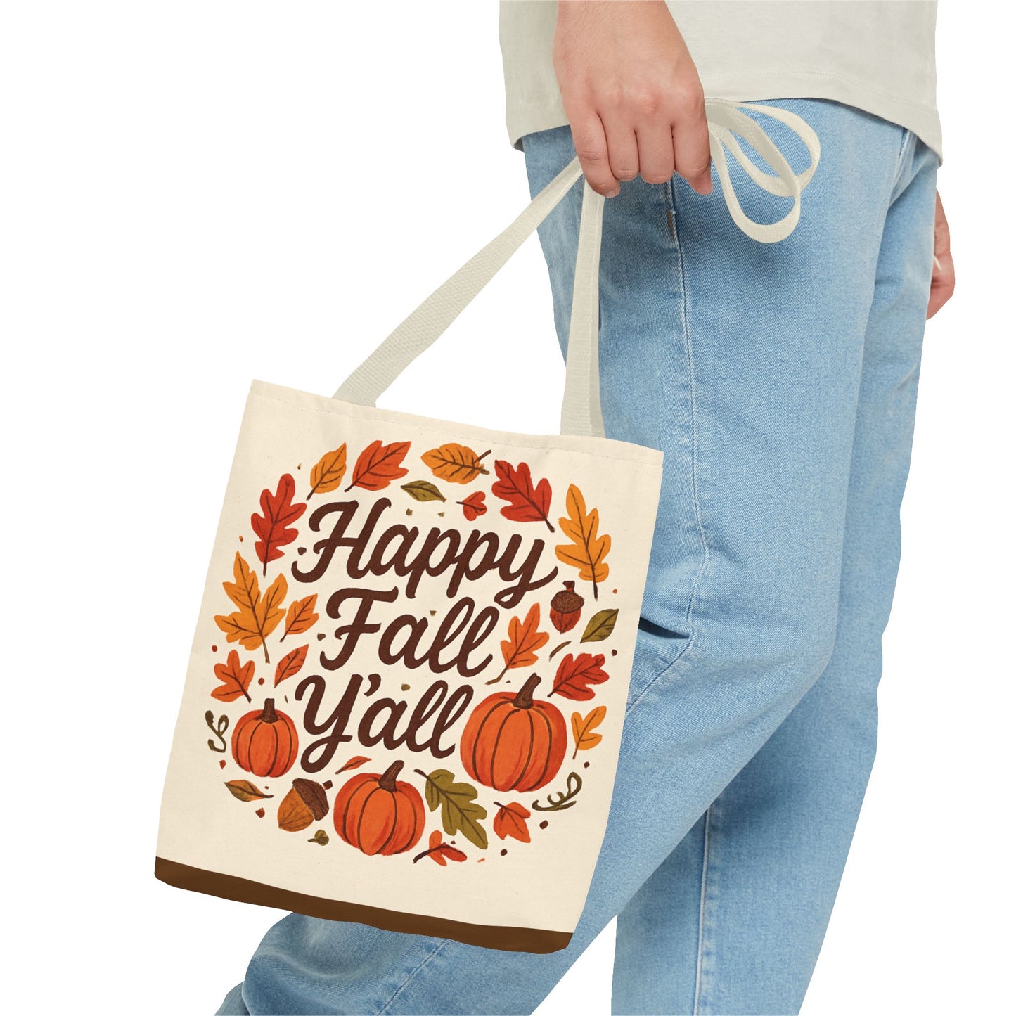 Happy Fall Y'all Tote Bag - Autumn Bag, Seasonal Handbag, Thanksgiving Gift, Fall Decor, Pumpkin Tote, Cozy Vibes