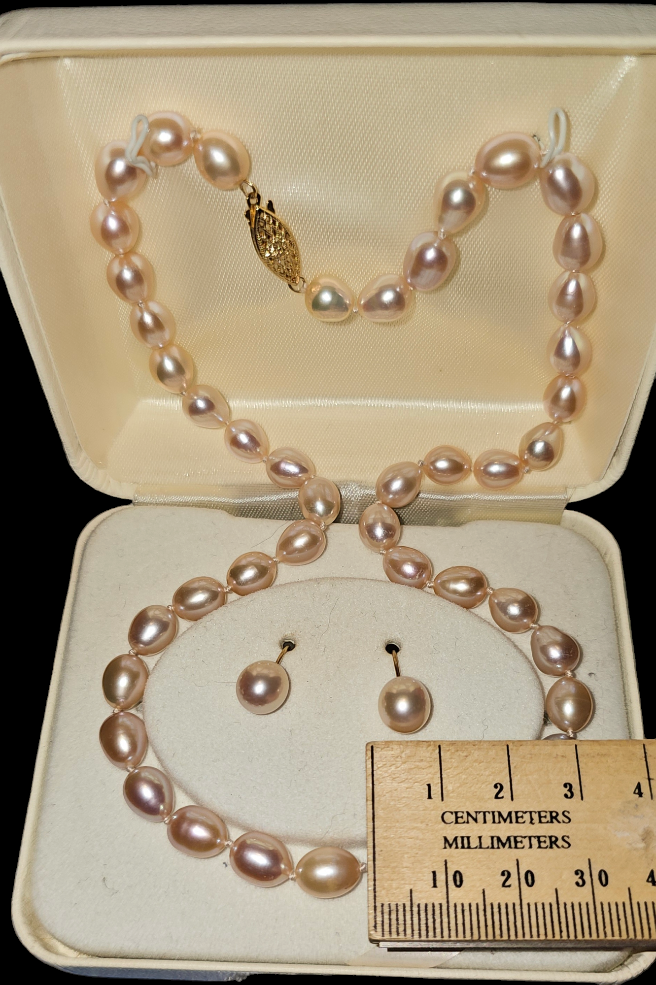 Pink Freshwater Pearl Necklace & Earring set 14k, 18", 6mm pearl