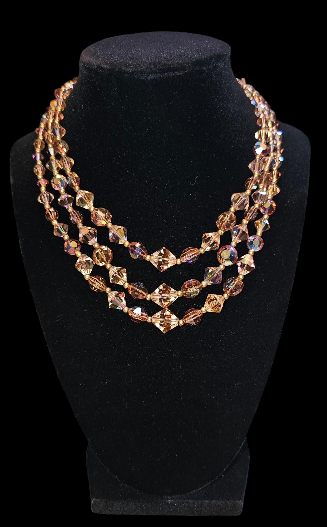 Vintage 16" Bronze Faceted Crystal Necklace