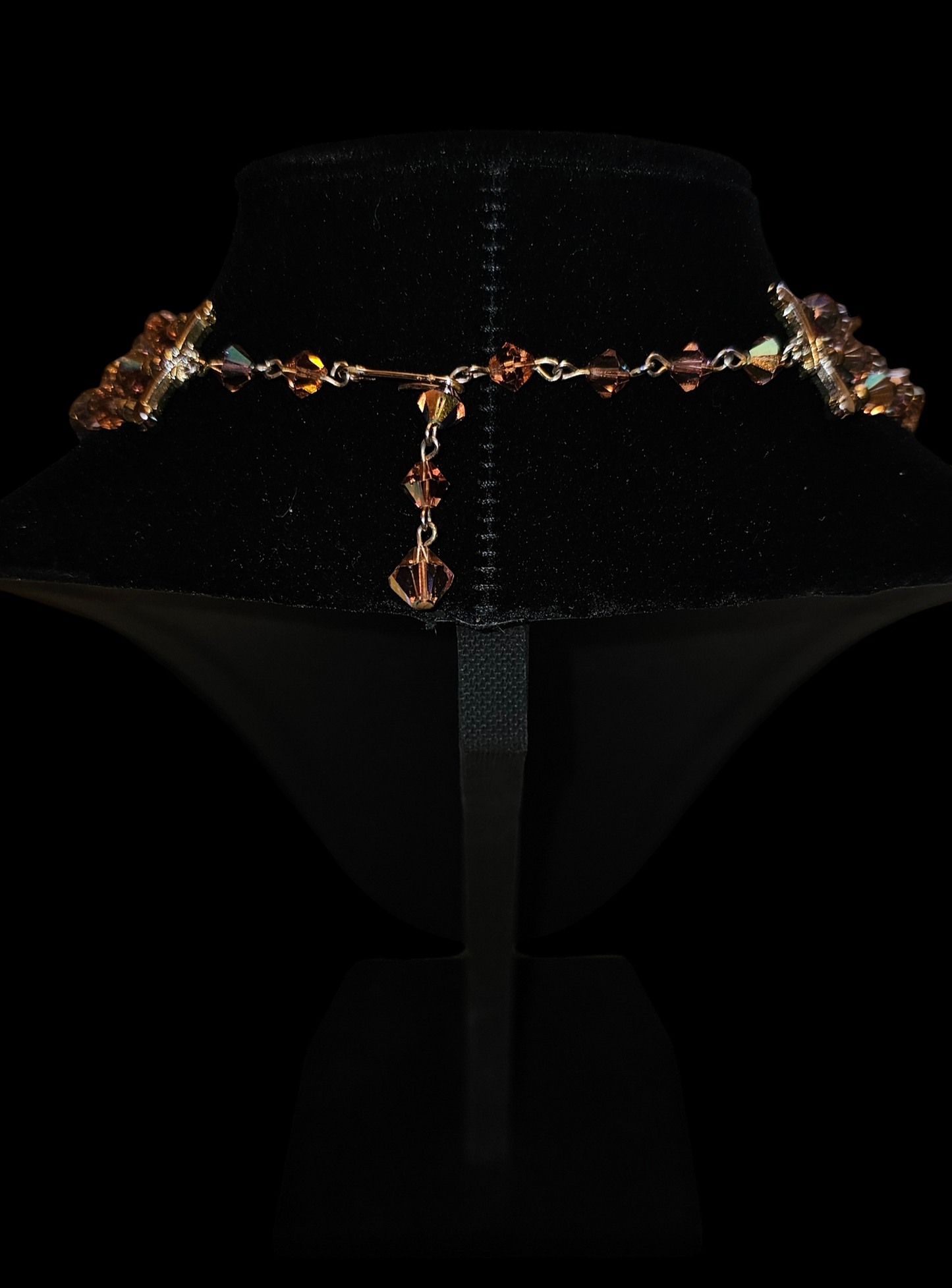Vintage 16" Bronze Faceted Crystal Necklace