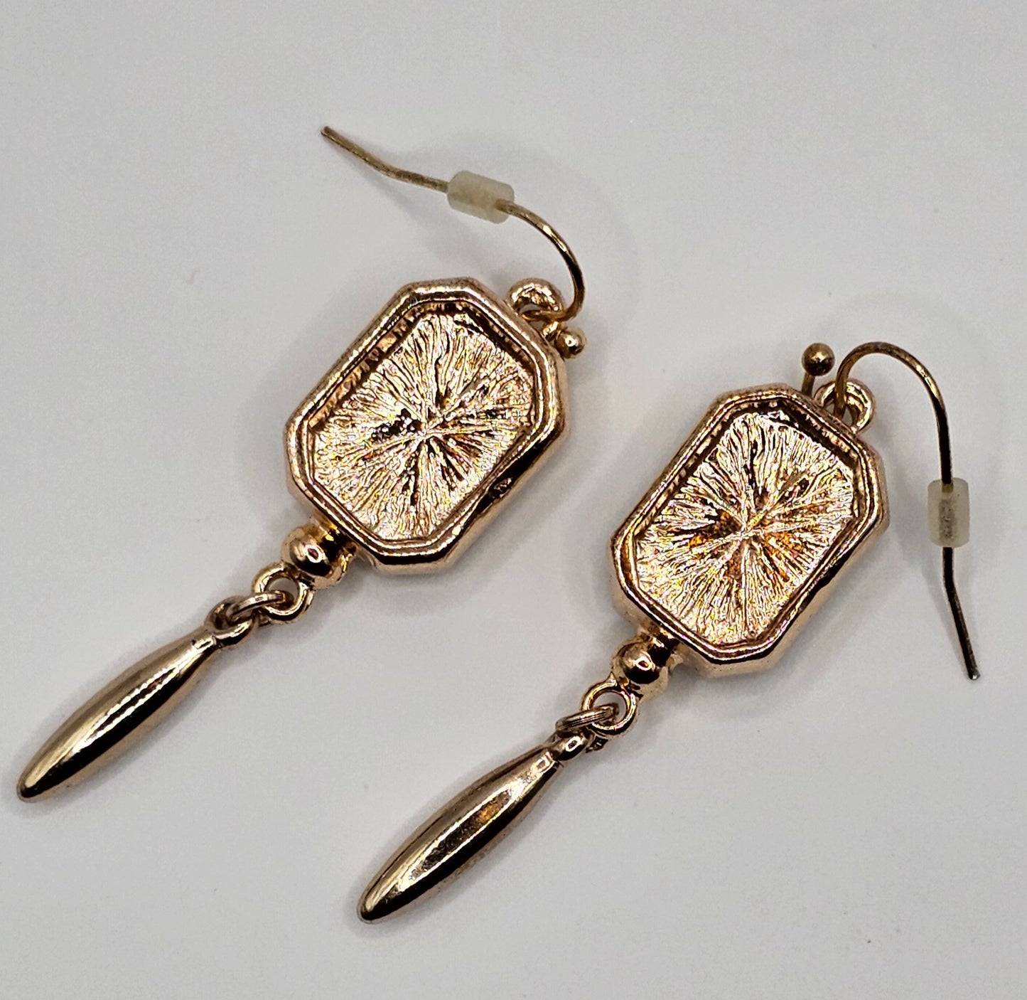 Retro Seafoam Green & Gold Dangle Earrings