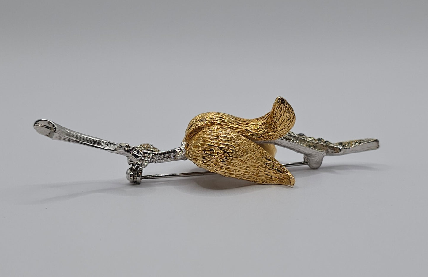 Vintage Tulip Flower Brooch - two tone gold/silver