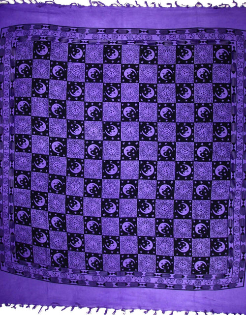 Load image into Gallery viewer, Checkered Sun &amp; Moon with Tassels Tapestry
