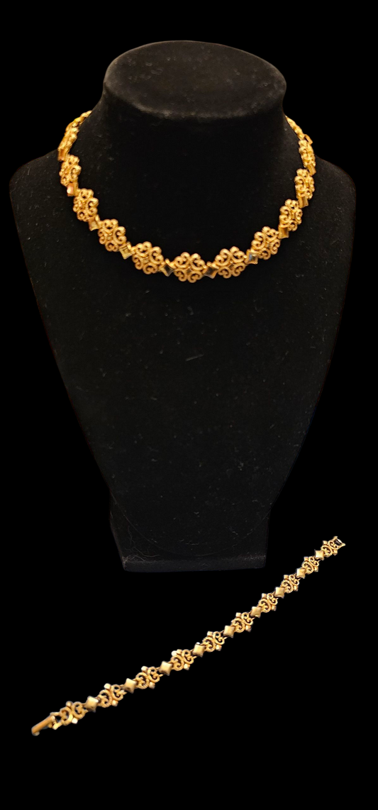 Vintage Avon Gold Filigree 14" Necklace and 7" Bracelet set