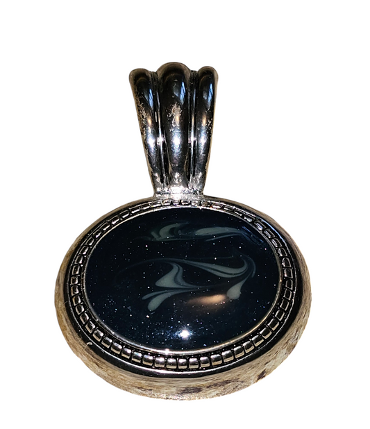 Silver & Black swirl "Boho" Pendant