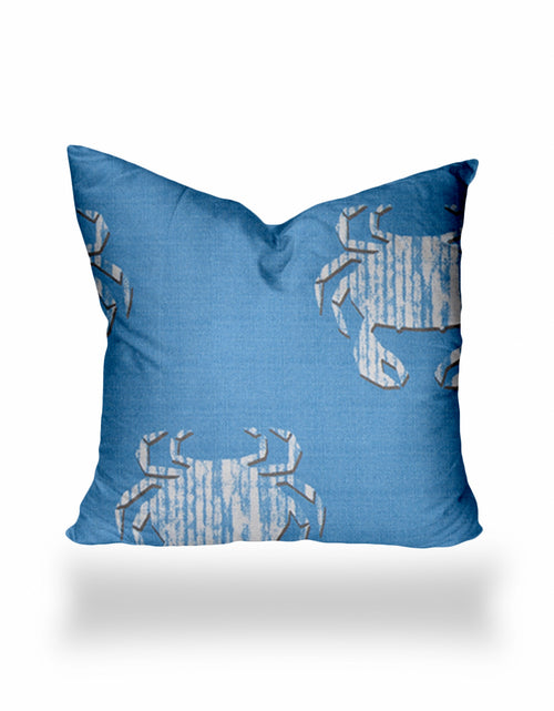 Load image into Gallery viewer, 14&quot; X 14&quot; Blue And White Crab Zippered Coastal Throw Indoor Outdoor Pillow Cover
